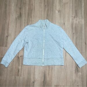 Bloomingdale's Heather Gray 100% Cotton Zip-Up Sweater